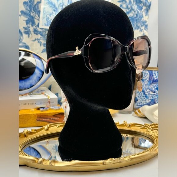 🆕VIVIENNE WESTWOOD🧿NWOT VW827 Striped Purple Acetate Butterfly Shaped Sunglass - Picture 4 of 16
